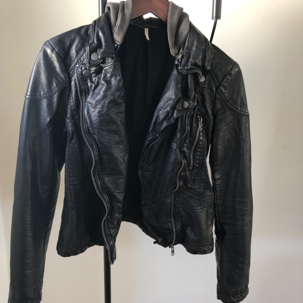 Free People Black Leather Moto Jacket